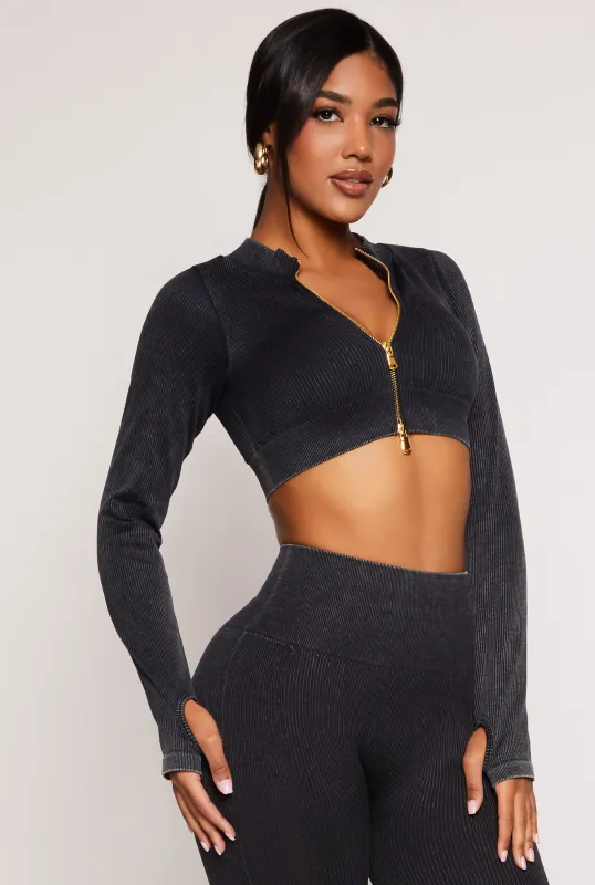 Daisy Ribbed Knit Cropped Track Jacket sold by Rainbow