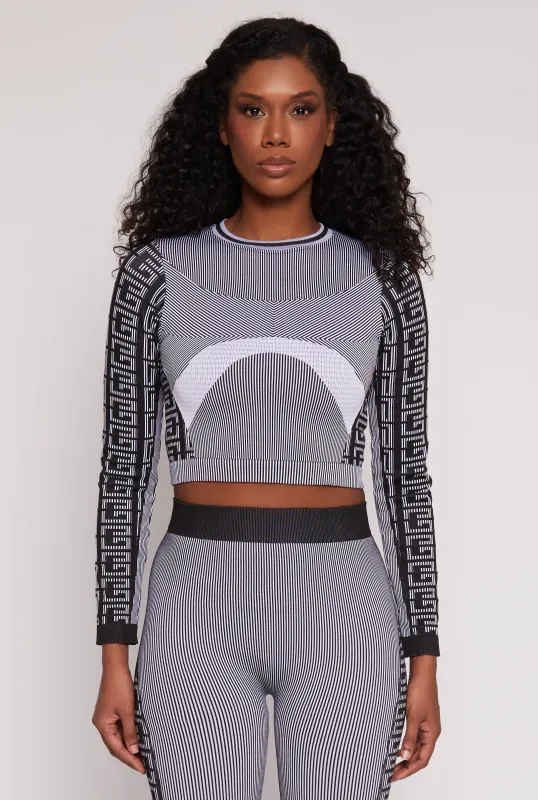 Seamless Greek Key Active Crop Top sold by Rainbow