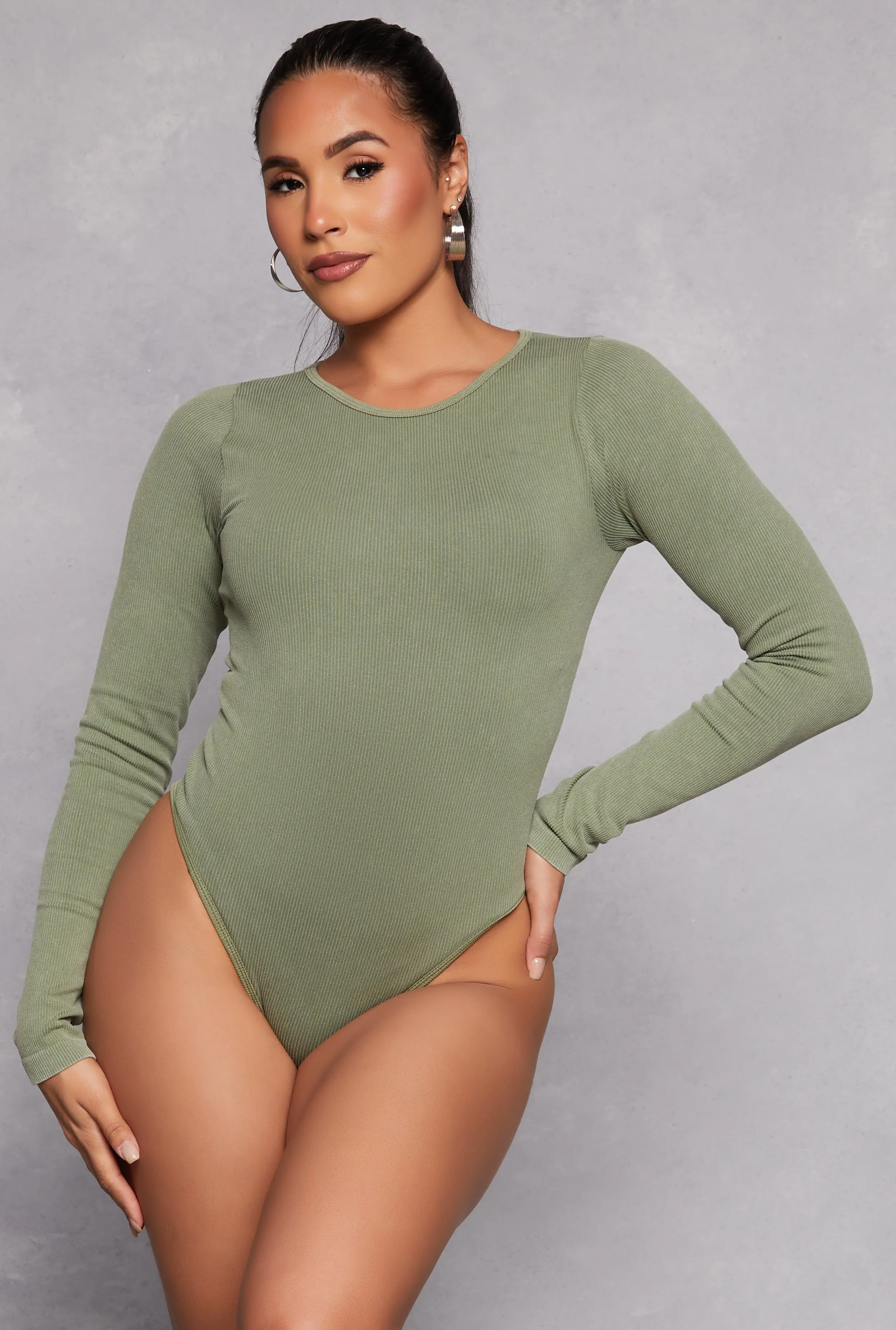 Seamless Acid Wash Long Sleeve Bodysuit sold by Rainbow product image thumbnail 2