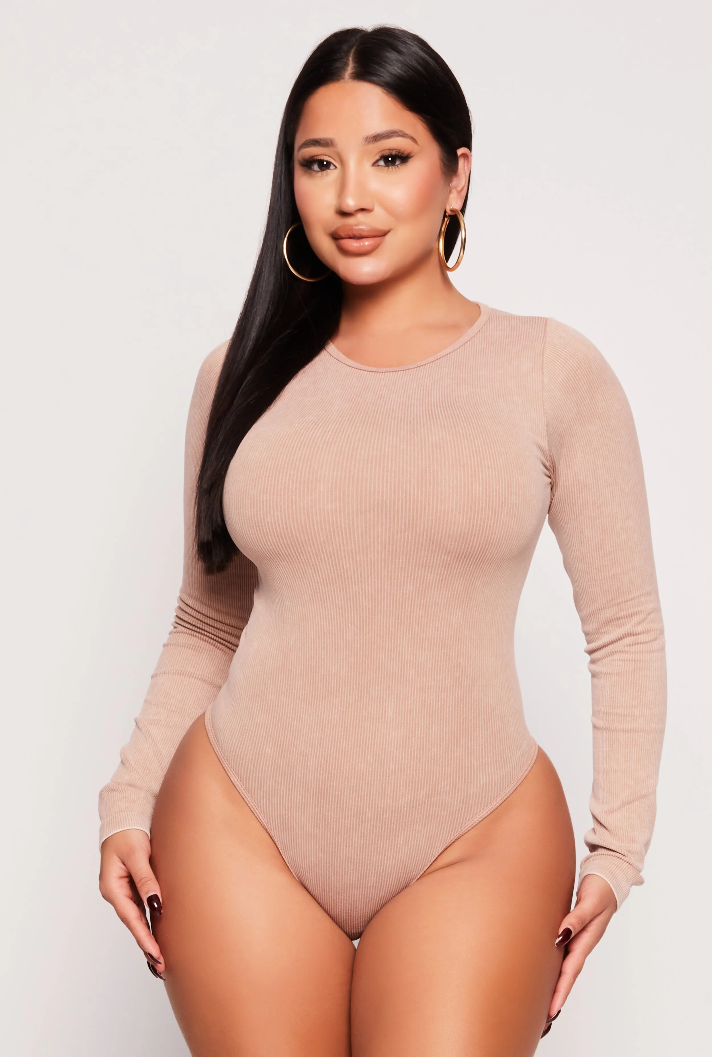 Seamless Acid Wash Long Sleeve Bodysuit sold by Rainbow product image thumbnail 4