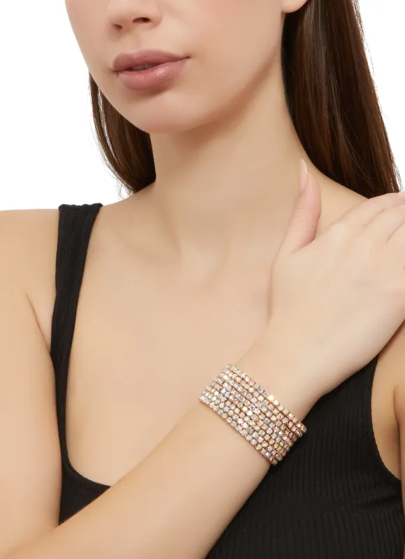 Rhinestone Stretch Bracelets Set of 8 sold by Rainbow