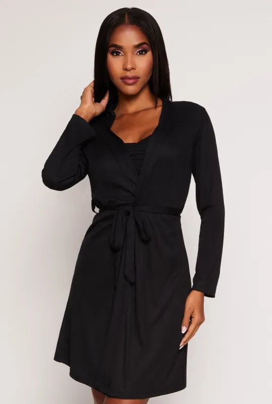 Pajama Crop Top and Shorts with Robe Set sold by Rainbow