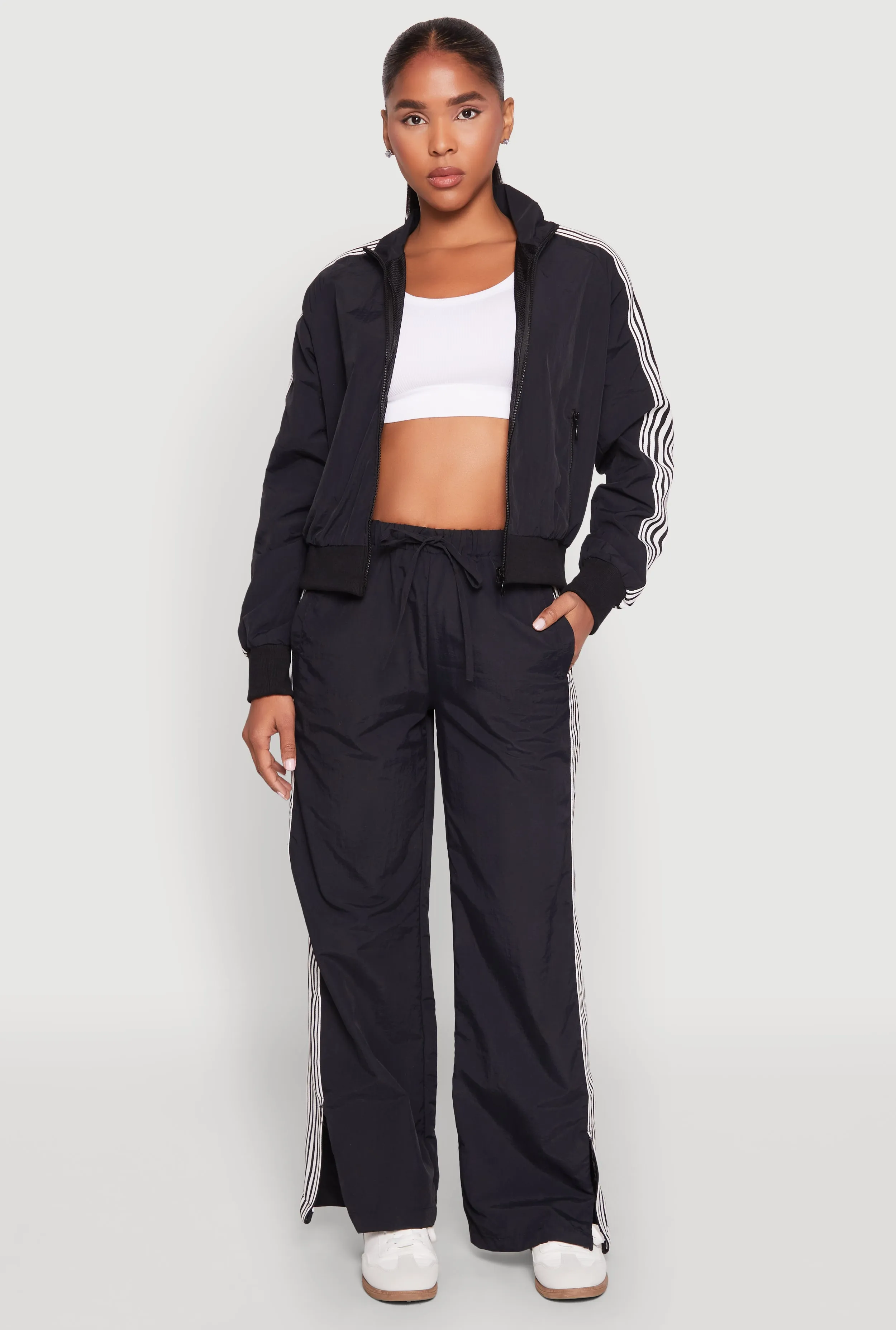 Contrast Trim Slit Hem Track Pants sold by Rainbow