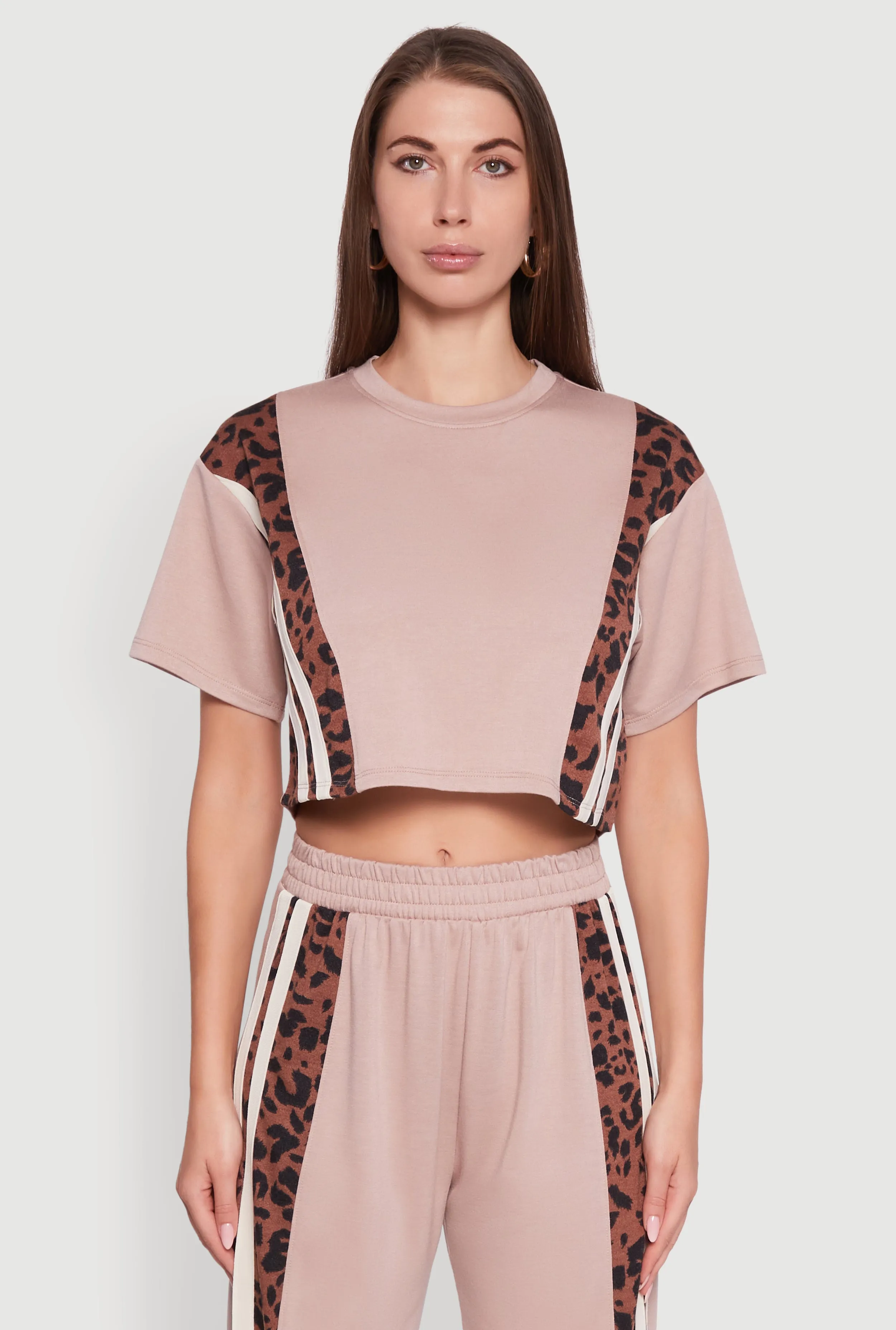 Animal Print Varsity Stripe Side Crop Top sold by Rainbow