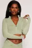 Seamless Ribbed Knit Zip Front Crop Top sold by Rainbow