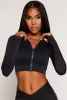 Seamless Ribbed Knit Zip Front Crop Top sold by Rainbow