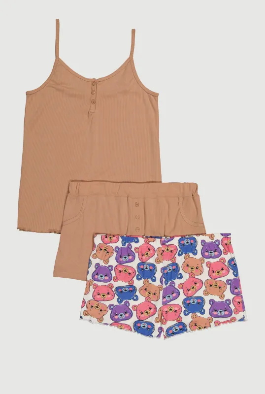Plus Size Pajama Cami with Shorts 3 Piece Set sold by Rainbow