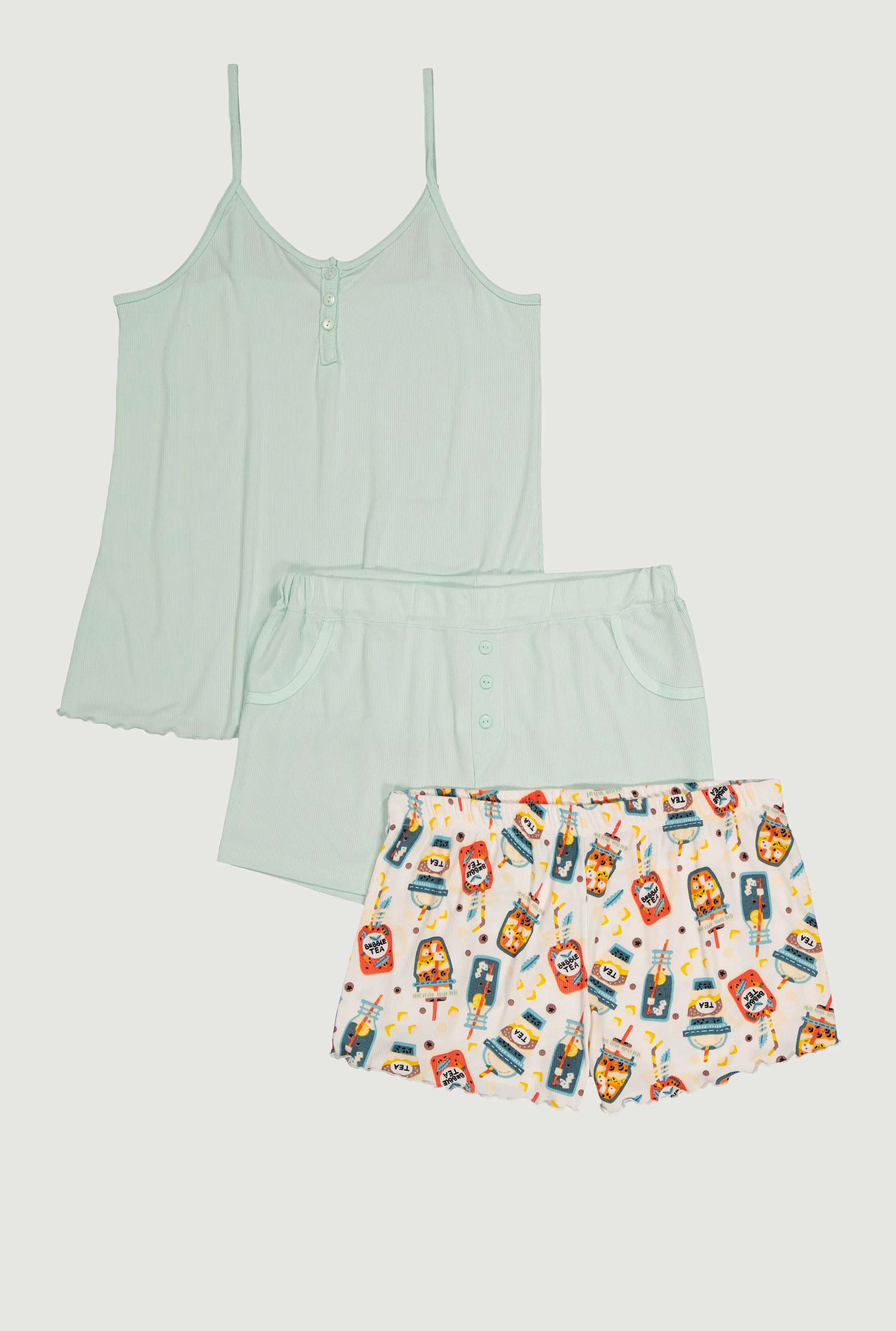 Plus Size Pajama Cami and Shorts 3 Piece Set sold by Rainbow