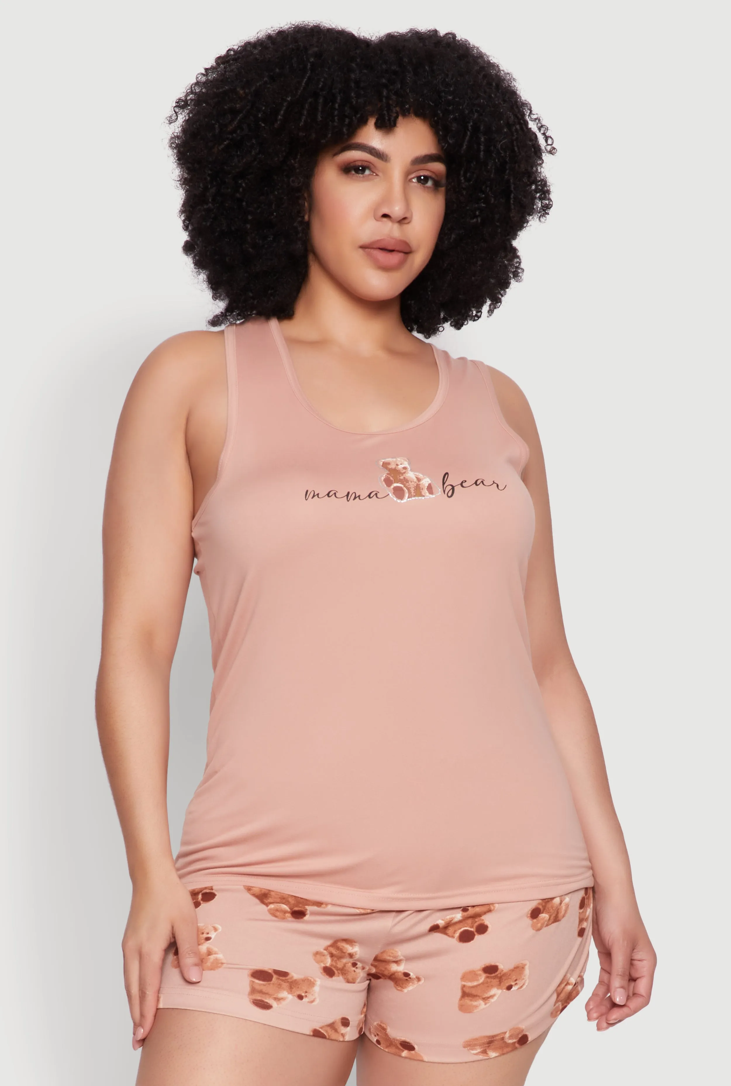 Plus Size Mama Bear Pajama Tank Top and Shorts sold by Rainbow