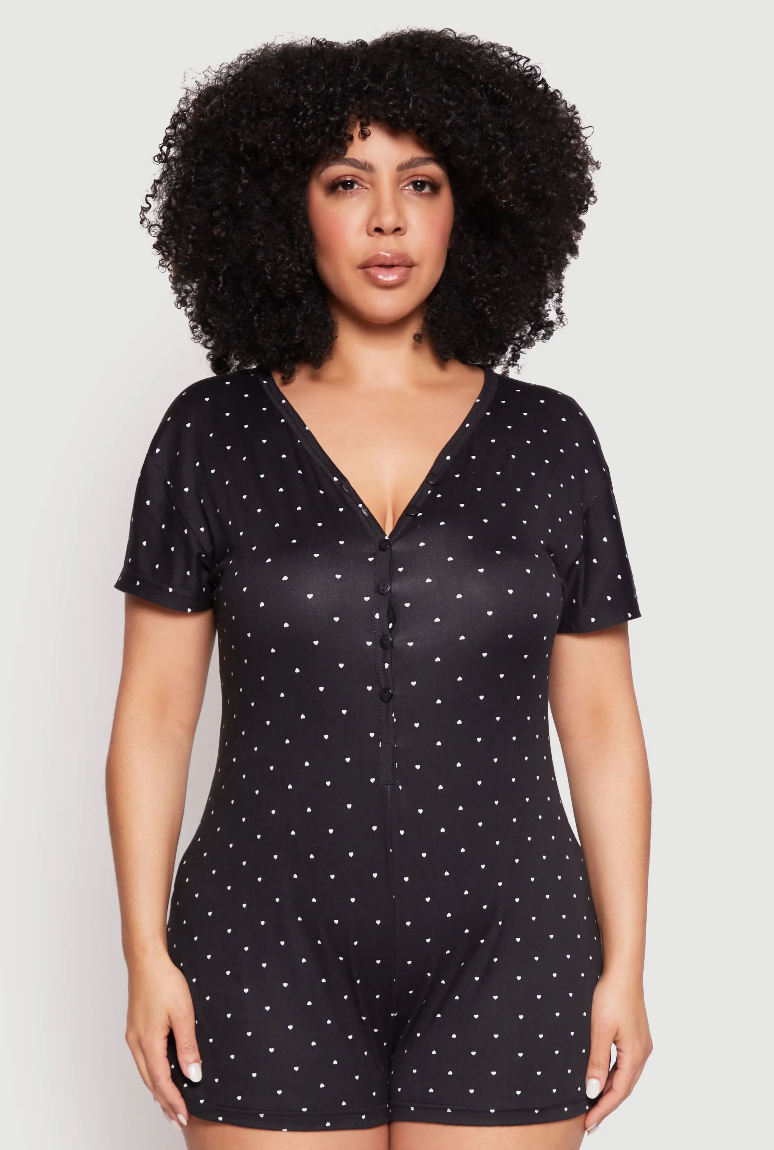 Plus Size Kiss Me Pajama Romper sold by Rainbow