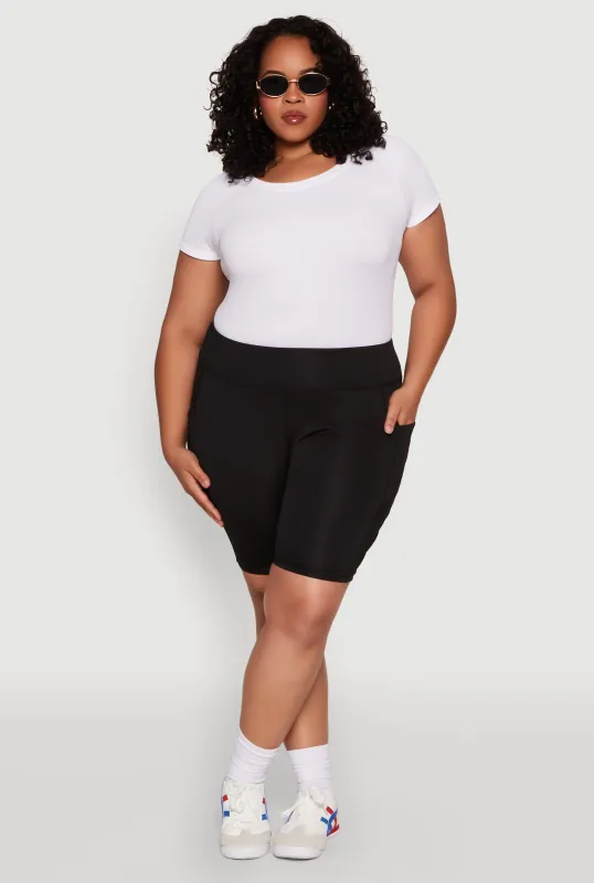 Plus Size Side Zip Pocket Biker Shorts sold by Rainbow