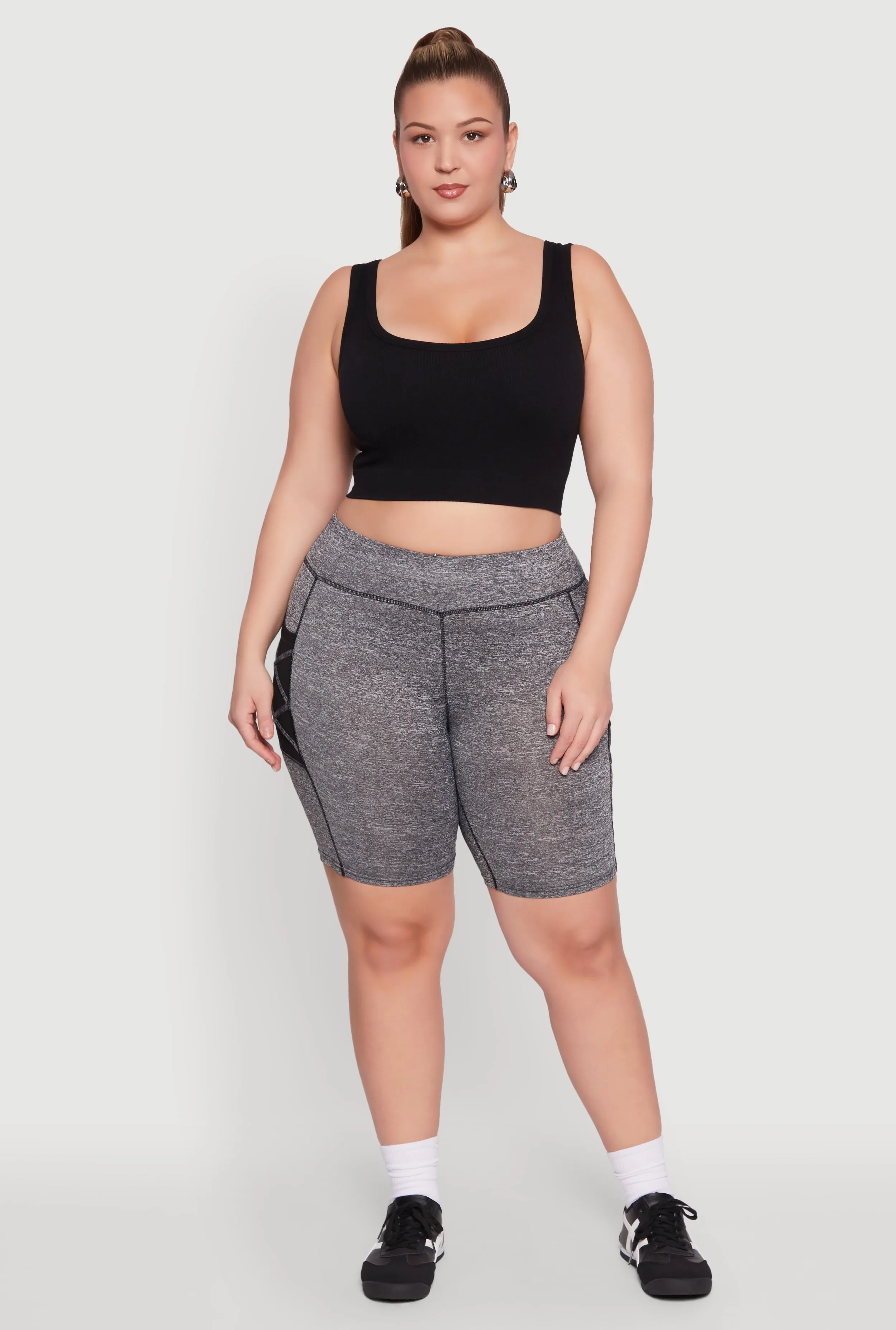 Plus Size Caged Mesh Cell Phone Pocket Biker Shorts sold by Rainbow product image thumbnail 2