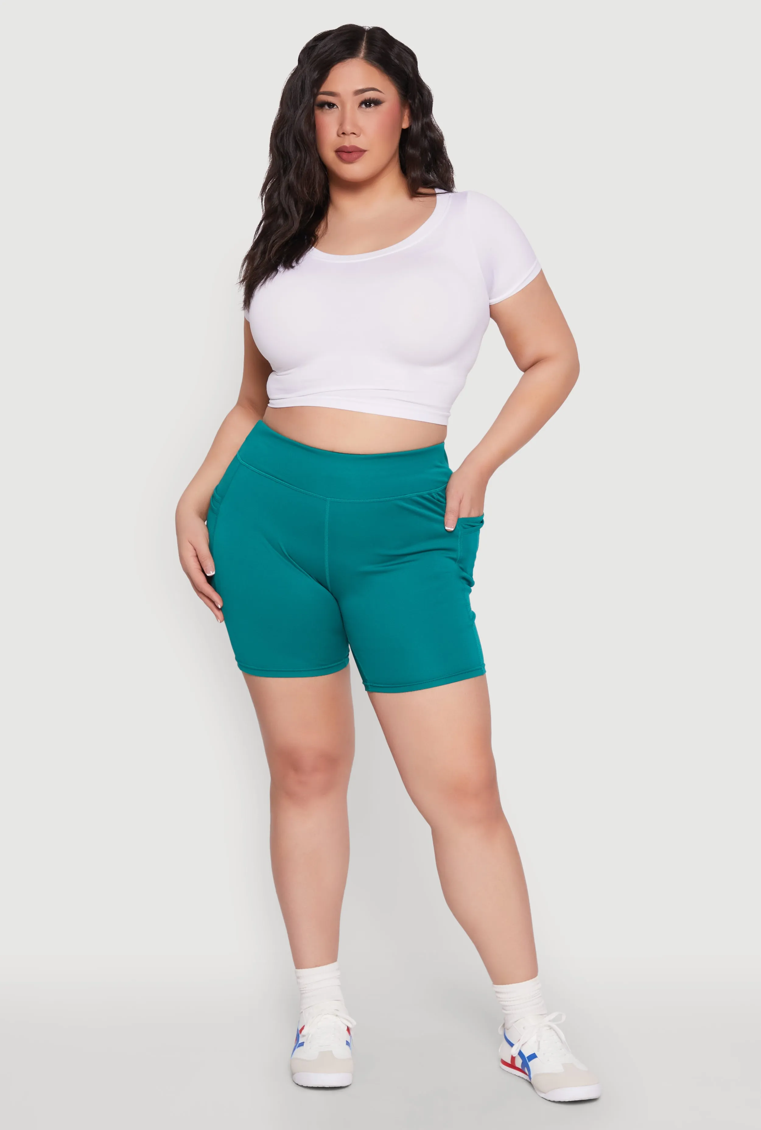 Plus Size Cell Phone Side Pocket Biker Shorts sold by Rainbow product image thumbnail 4