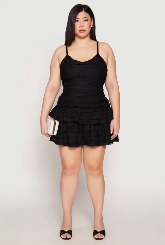 Plus Size Almost Famous Tiered Mini Skirt sold by Rainbow