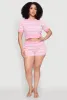 Plus Size Daisy Striped Button Detail Shorts sold by Rainbow
