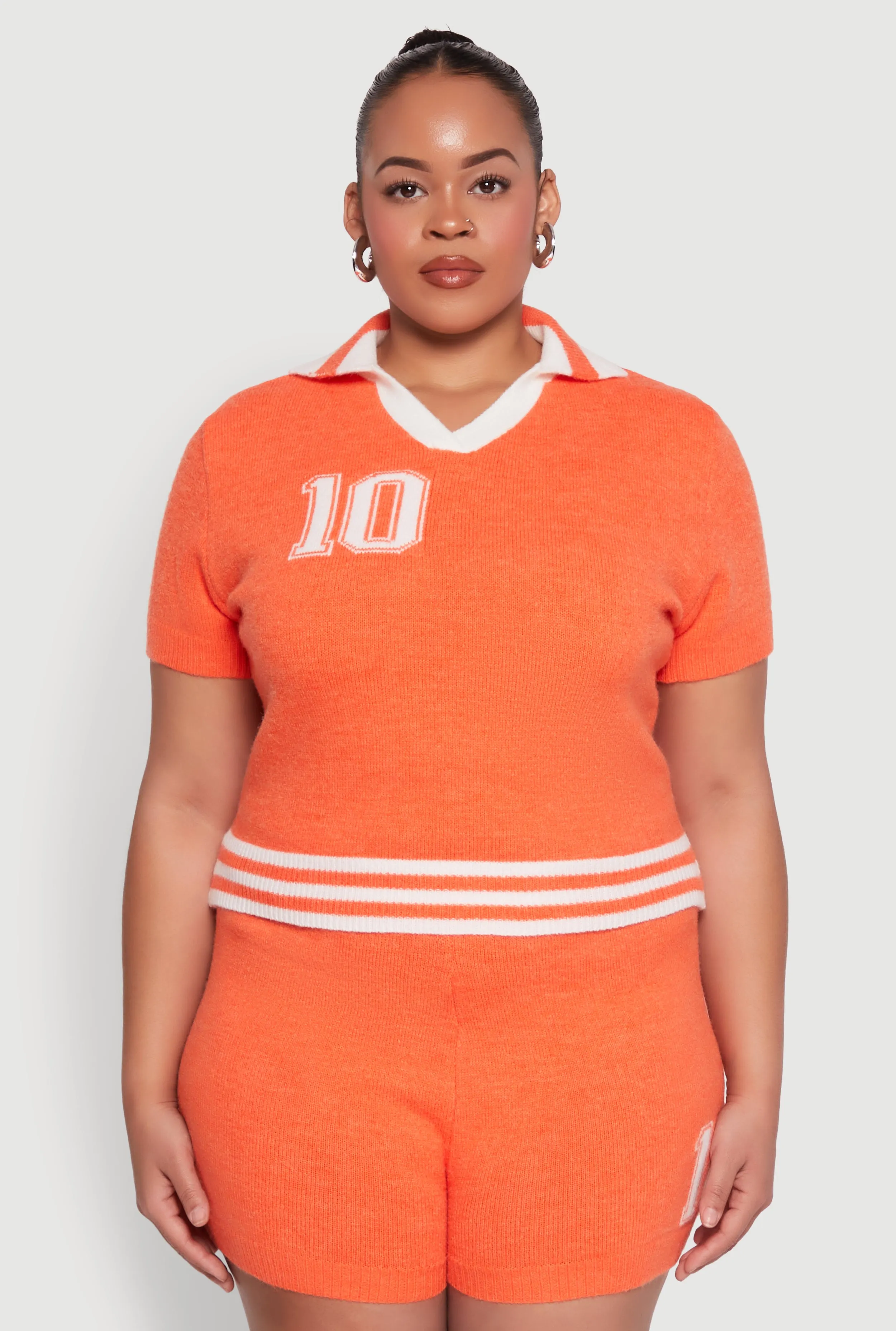 Plus Size Daisy 10 Graphic Varsity Stripe Crop Top sold by Rainbow product image thumbnail 2