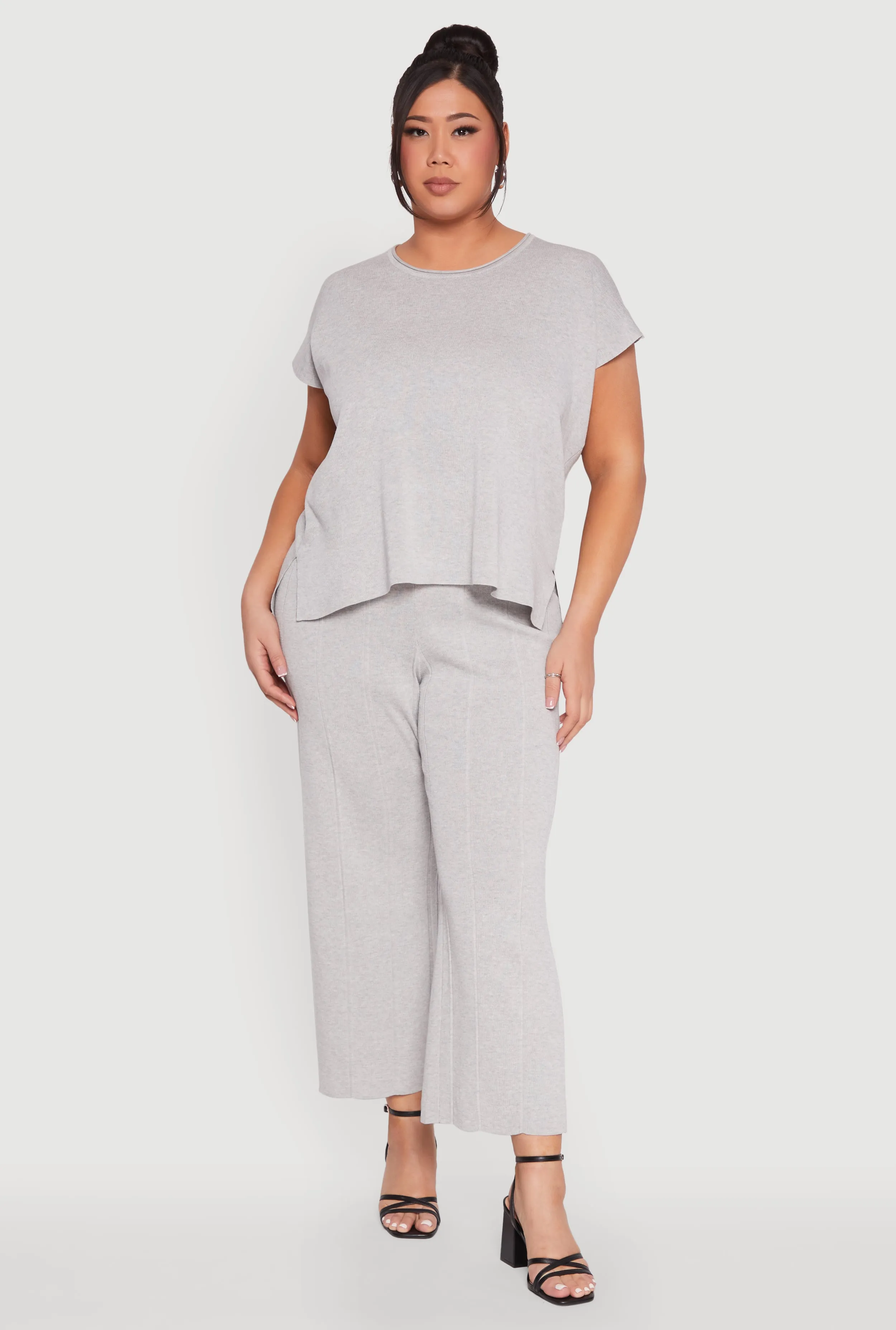 Plus Size Daisy Knitted Pintuck Wide Leg Pants sold by Rainbow product image thumbnail 2