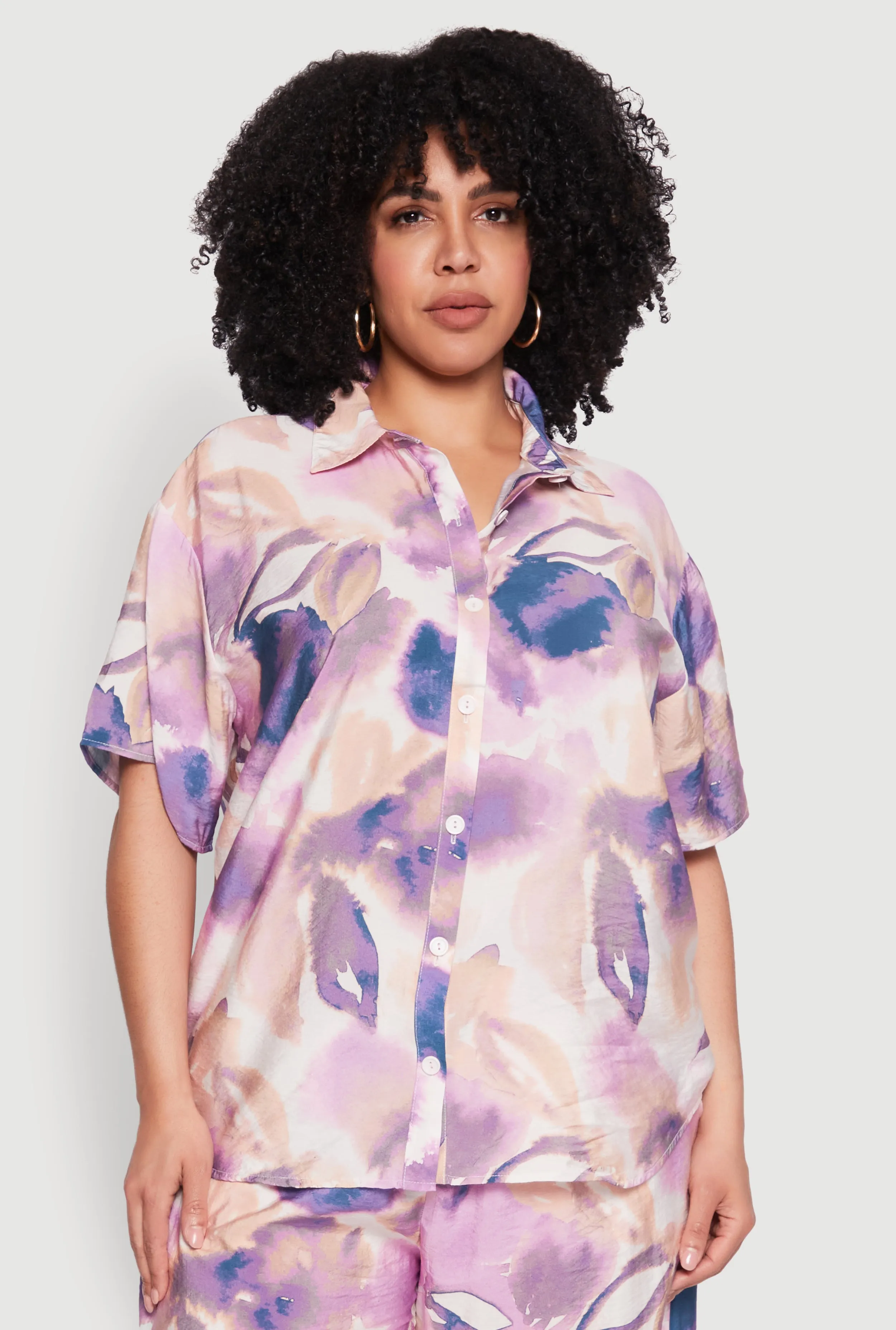 Plus Size Abstract Leaf Print Blouse sold by Rainbow product image thumbnail 2