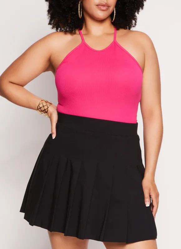 Plus Size Seamless Racerback High Neck Tank Top sold by Rainbow