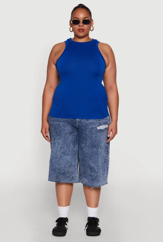 Plus Size Seamless Crew Neck Tank Top sold by Rainbow