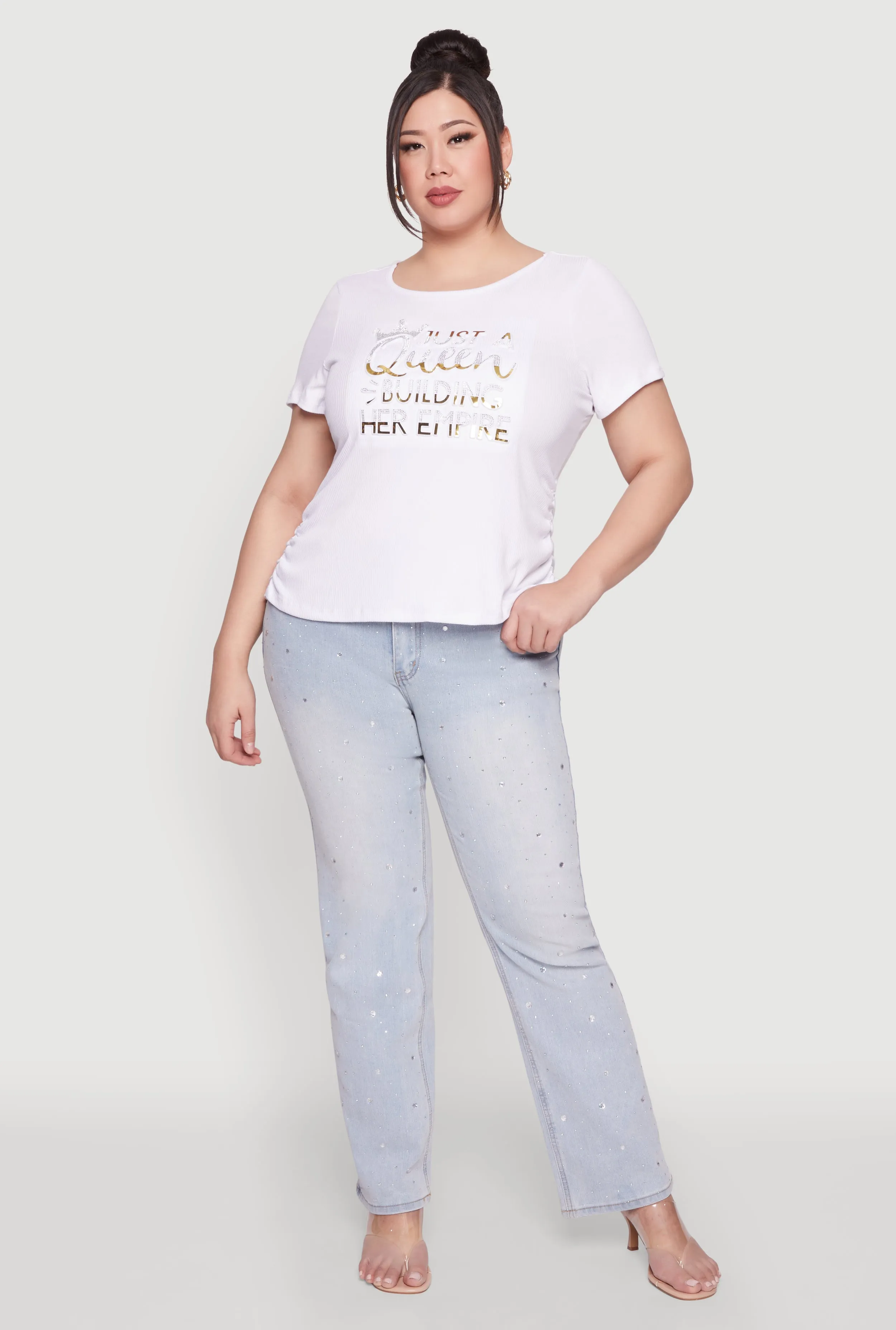 Plus Size Just A Queen 3D Foil Graphic Tee sold by Rainbow product image thumbnail 2