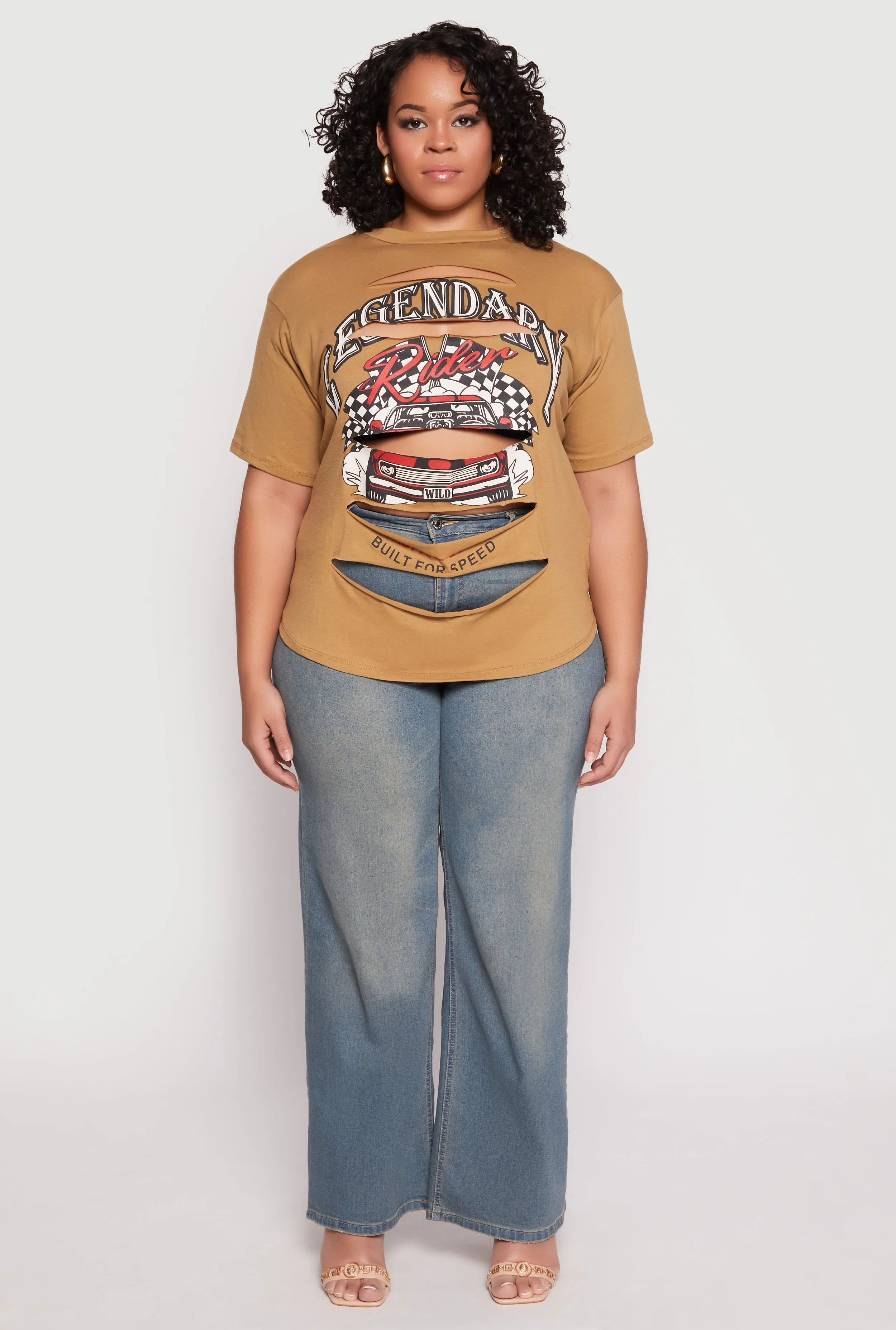 Plus Size Slashed Legendary Rider Tee sold by Rainbow