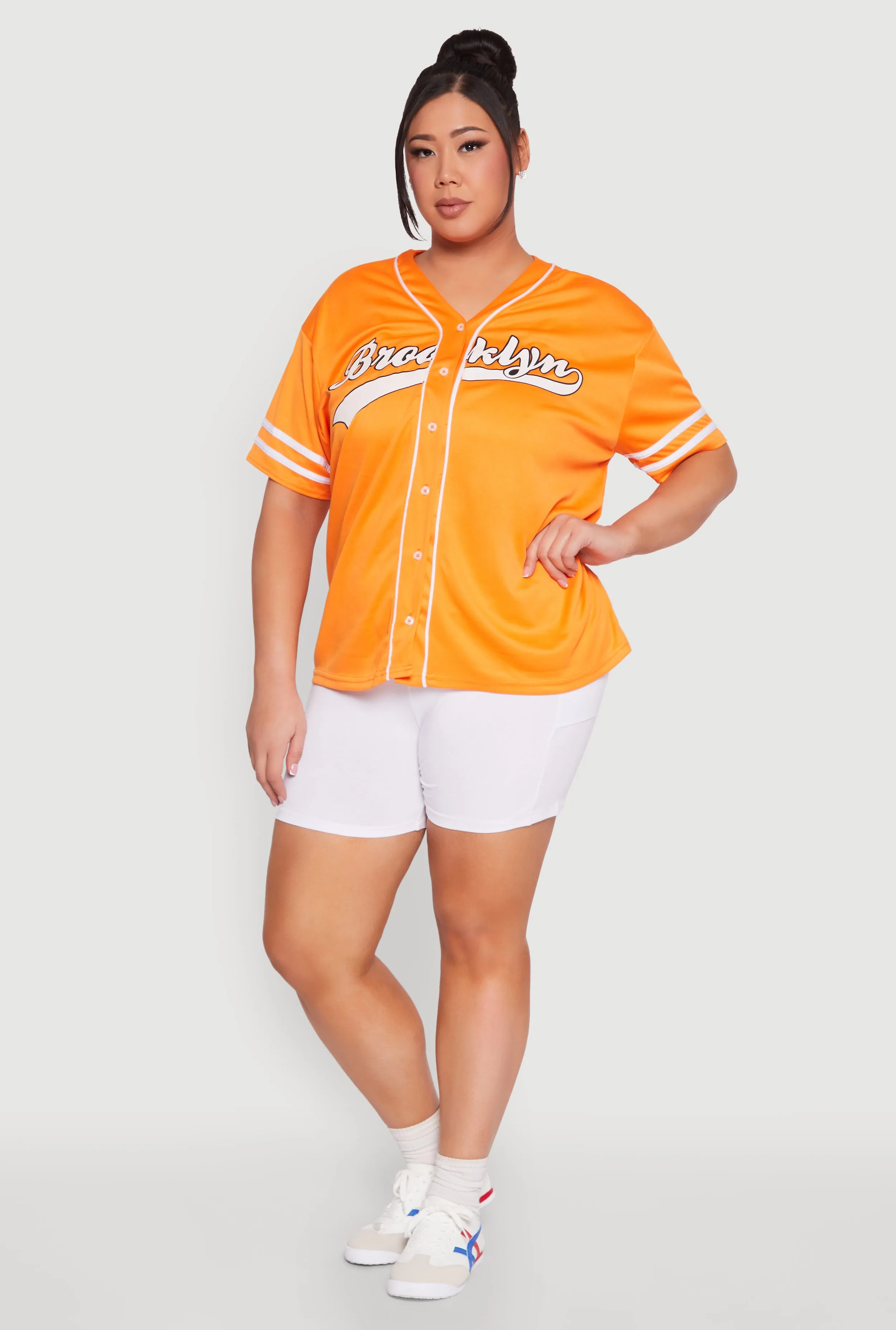 Plus Size Varsity Stripe Brooklyn Baseball Jersey sold by Rainbow product image thumbnail 3