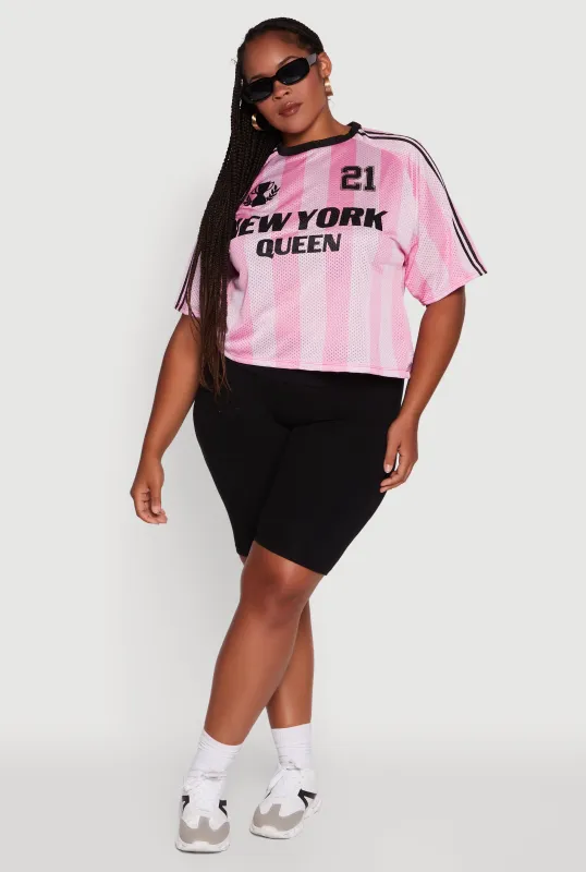 Plus Size Cropped New York Queen Graphic Tee sold by Rainbow