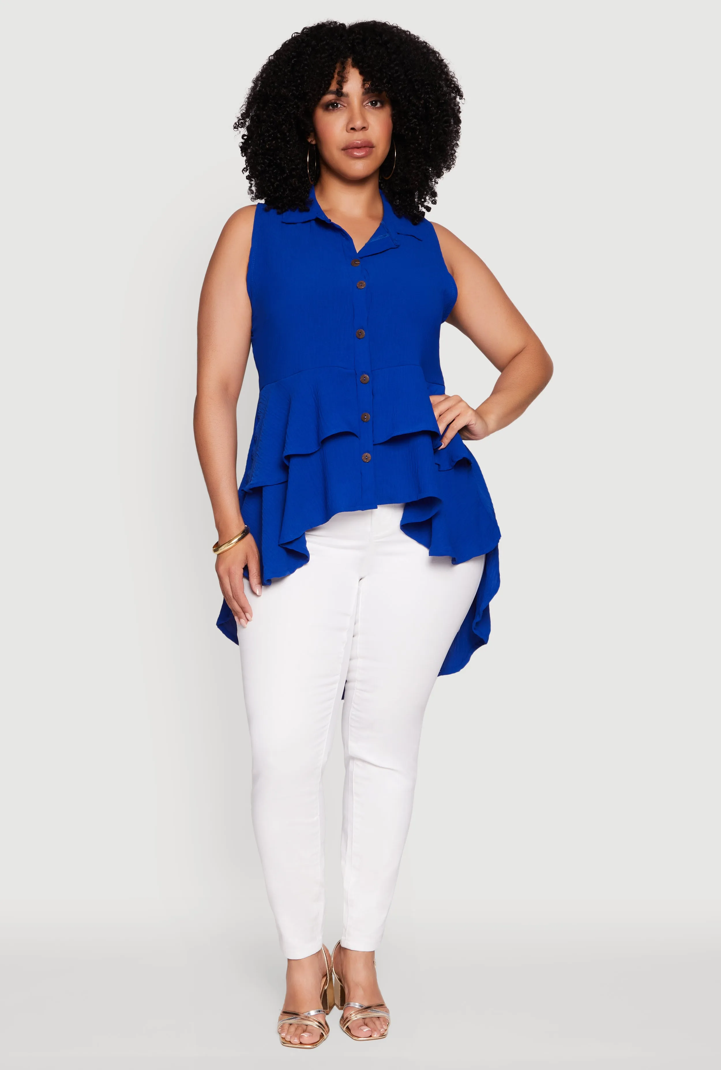 Plus Size Crepe Knit Sleeveless Tiered Shirt sold by Rainbow product image thumbnail 2