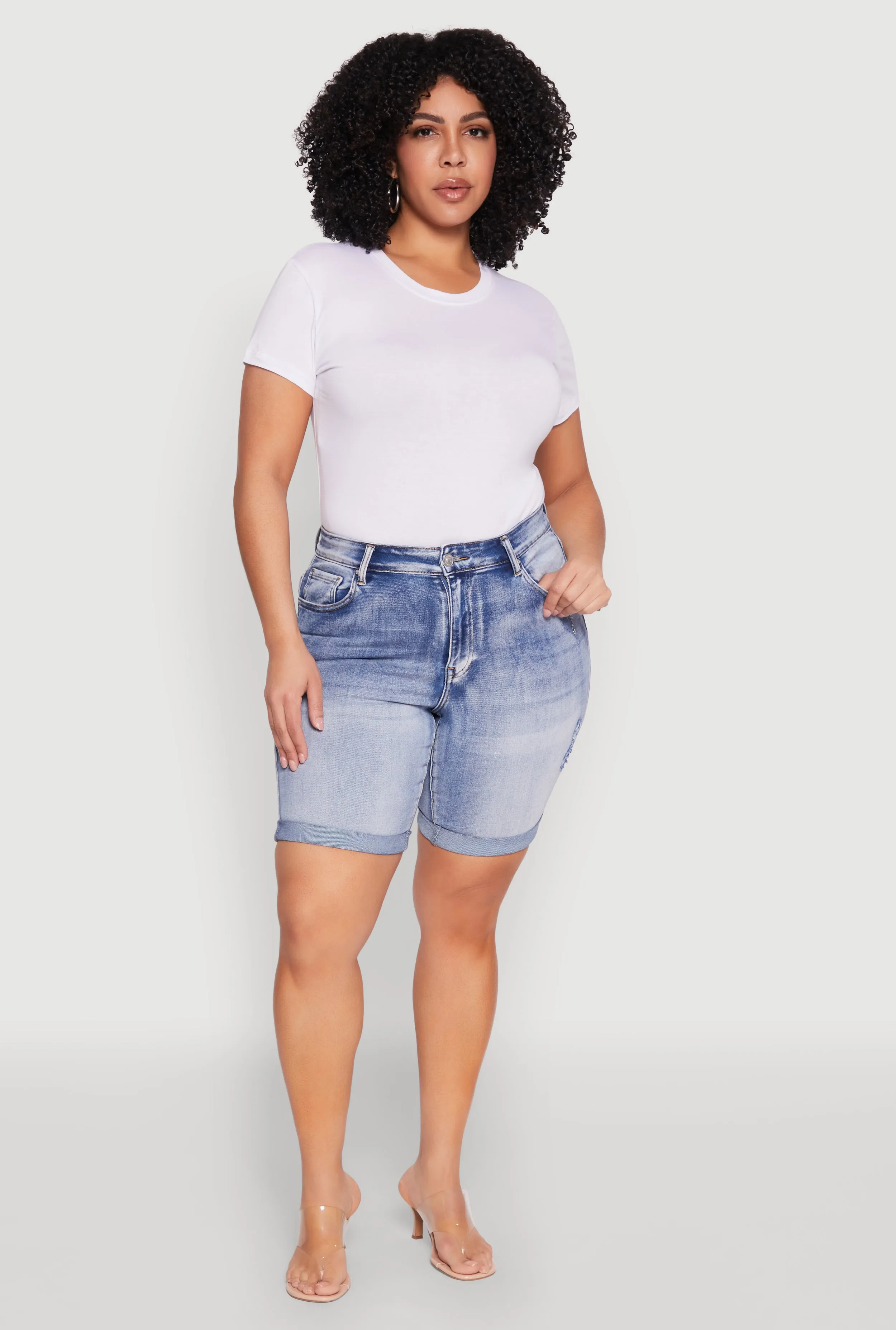 Plus Size WAX Bermuda Denim Shorts sold by Rainbow