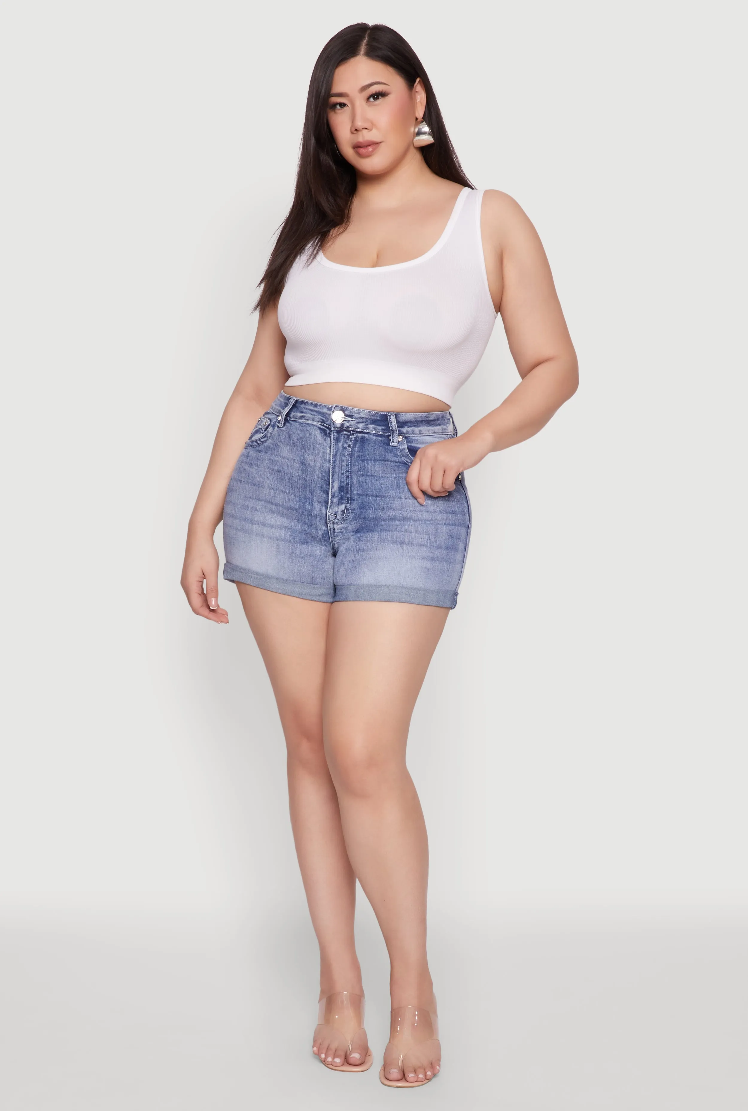 Plus Size WAX Denim Whiskered Shorts sold by Rainbow product image thumbnail 2