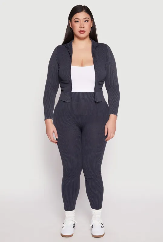 Plus Size Seamless Acid Wash High Waist Leggings sold by Rainbow