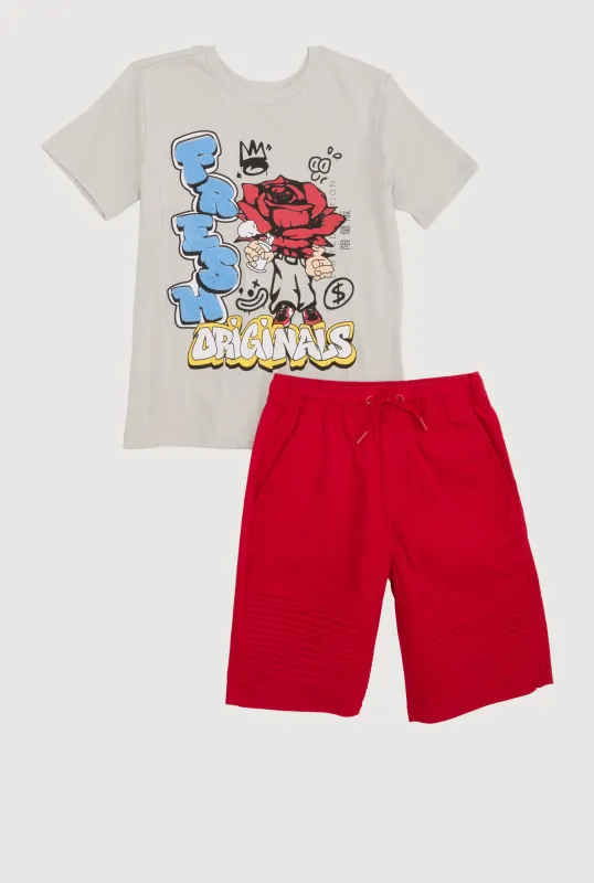 Boys Chenille Fresh Originals Graphic Tee and Shorts sold by Rainbow