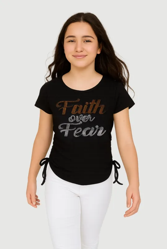 Girls 3D Faith Over Fear Graphic Top sold by Rainbow