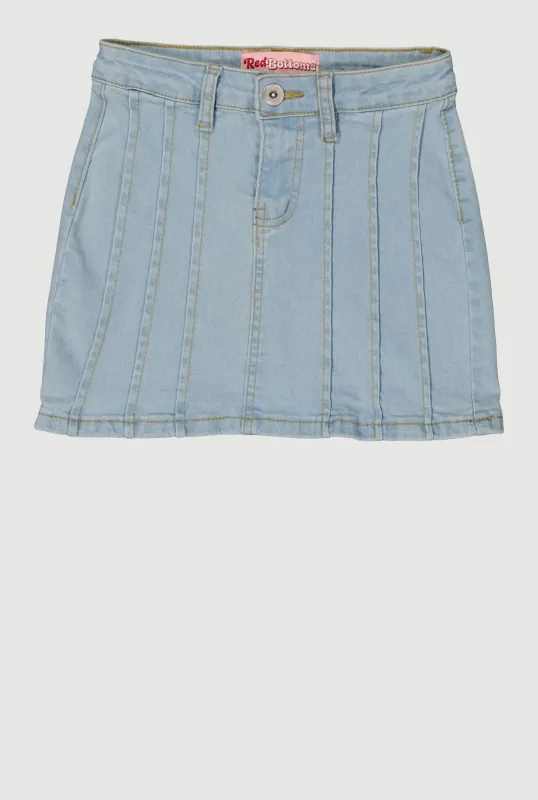 Girls Denim Pintuck Skirt sold by Rainbow