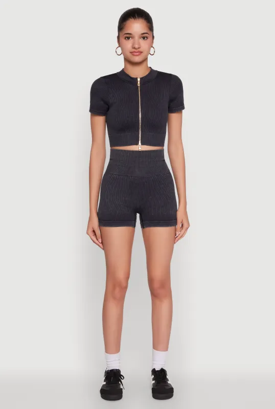 High Waisted Mineral Wash Seamless Bike Shorts sold by Rainbow