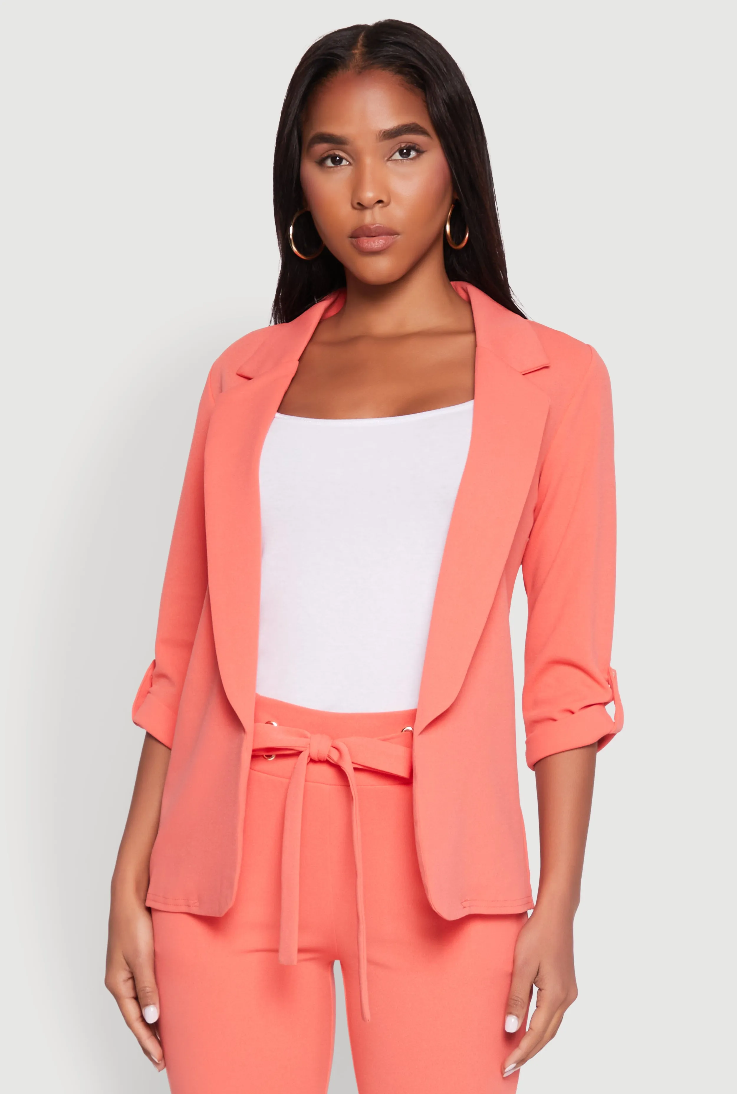 Tabbed Roll Sleeve Lapel Collar Blazer sold by Rainbow product image thumbnail 4