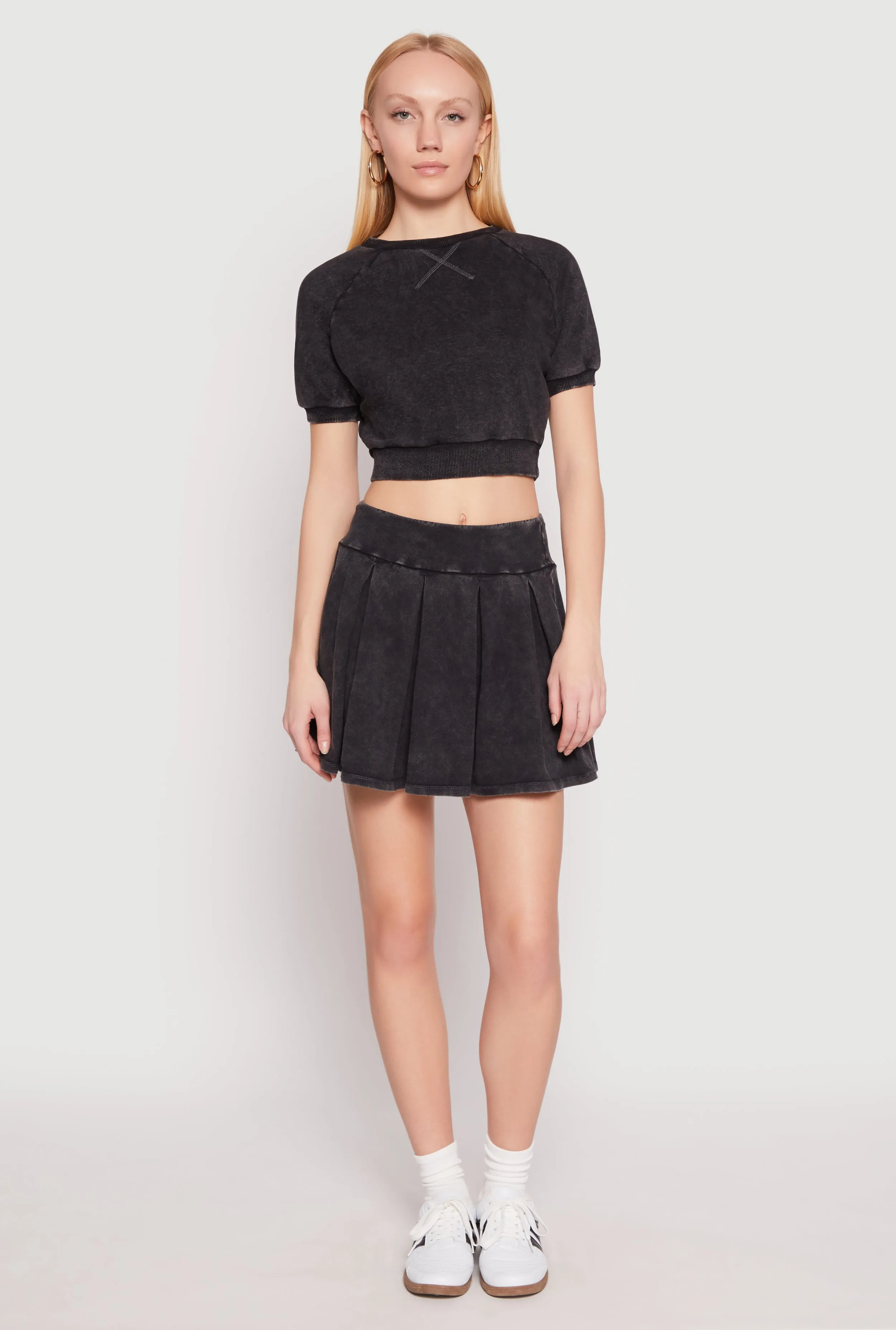 Mineral Wash Pleated Mini Skirt sold by Rainbow