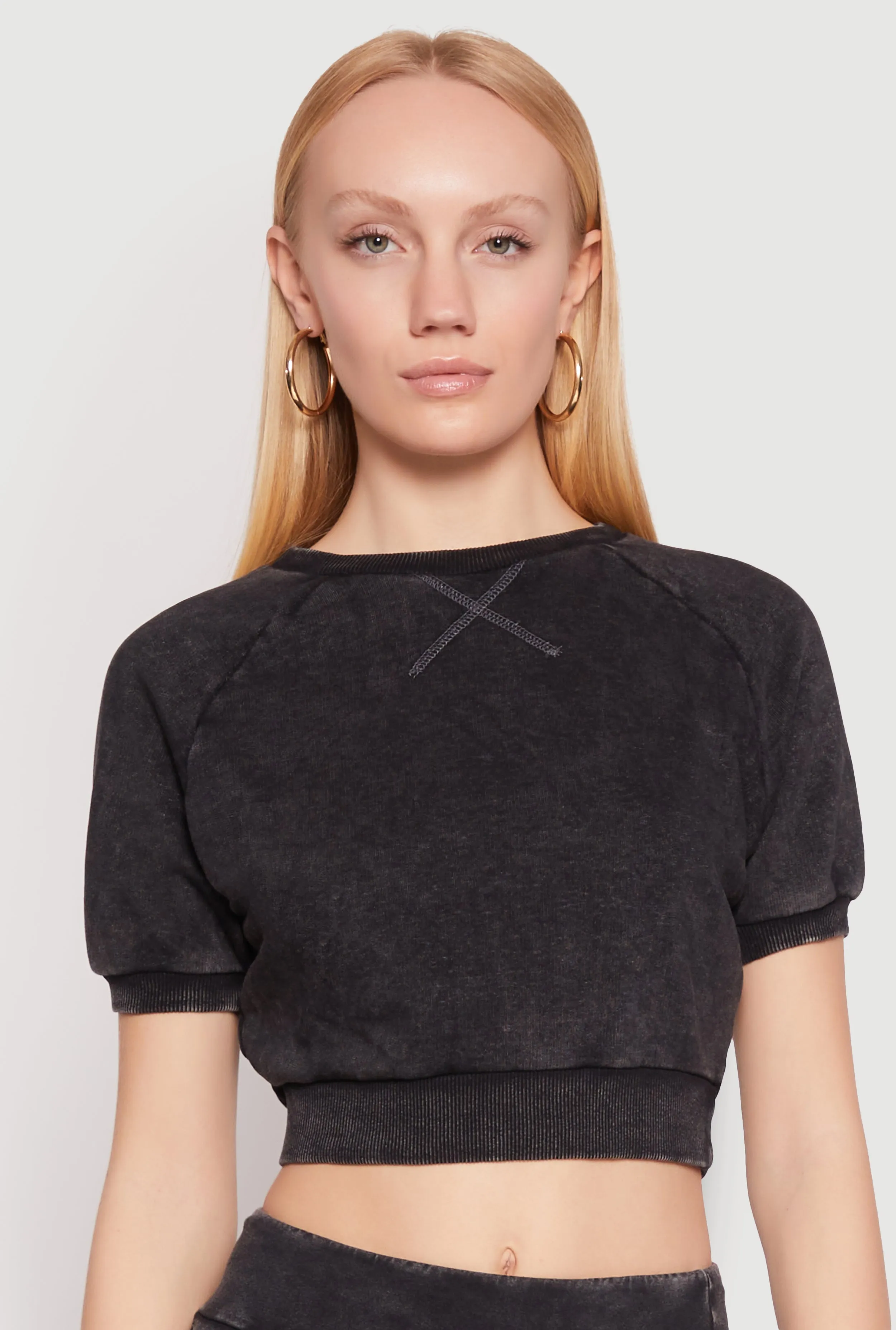 Mineral Wash Raglan Crop Top sold by Rainbow