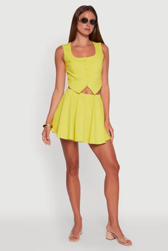 Mid Rise Mini Elastic Waist Circle Skirt sold by Rainbow