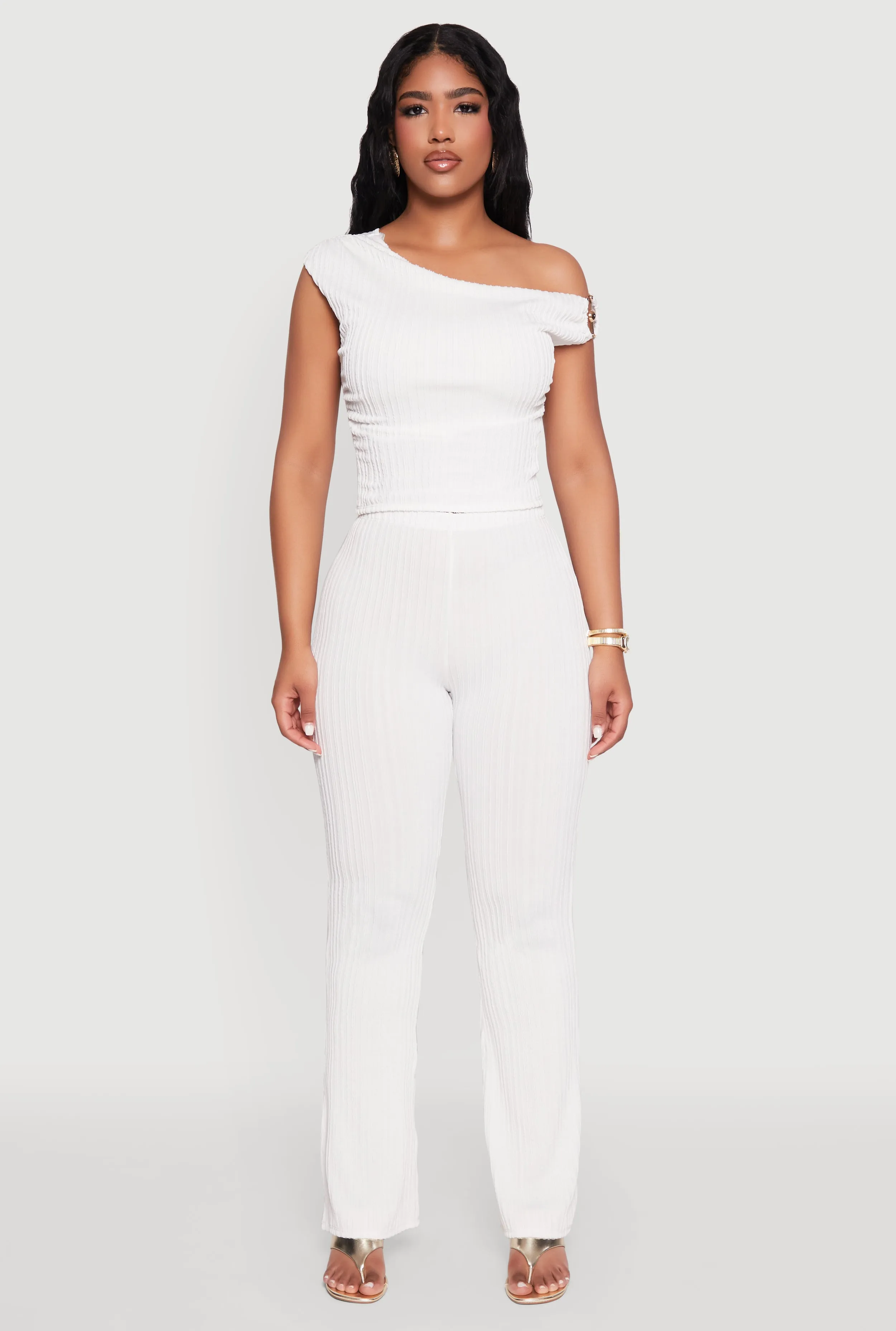 High Waisted Textured Knit Boot Cut Pants sold by Rainbow product image thumbnail 2