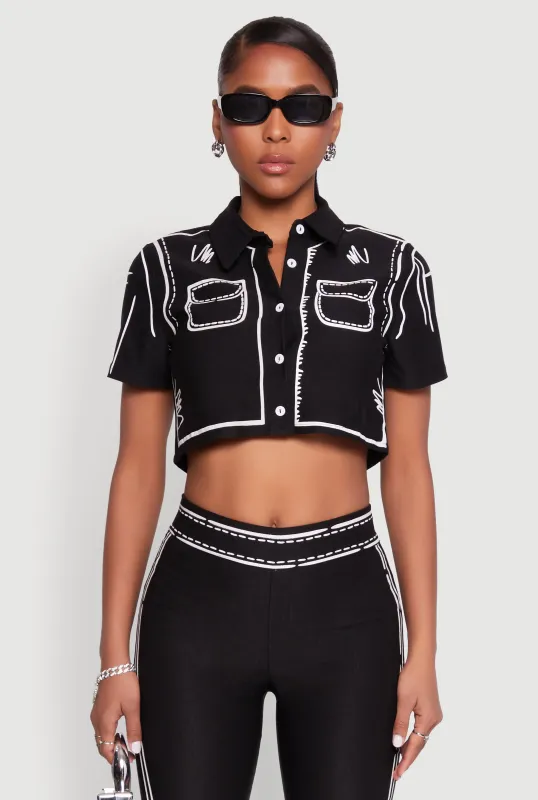 2D Optical Illusion Cropped Shirt sold by Rainbow