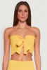 Tie Front Smocked Cropped Tube Top sold by Rainbow