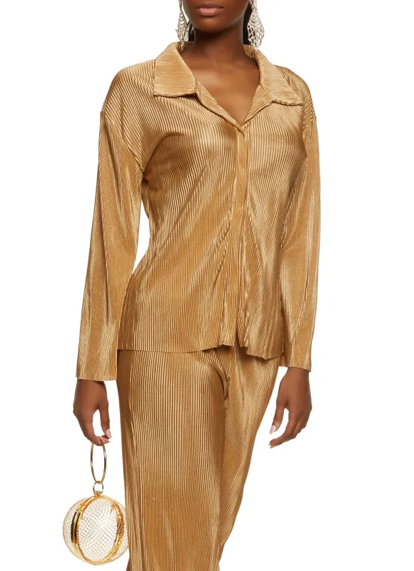Plisse Button Front Shirt sold by Rainbow