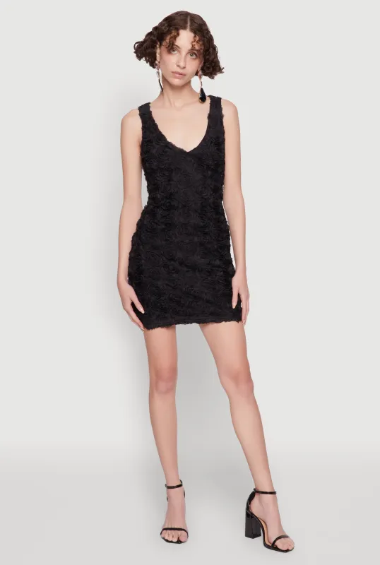 Haute Monde 3D Floral Mesh Overlay Bodycon Dress sold by Rainbow
