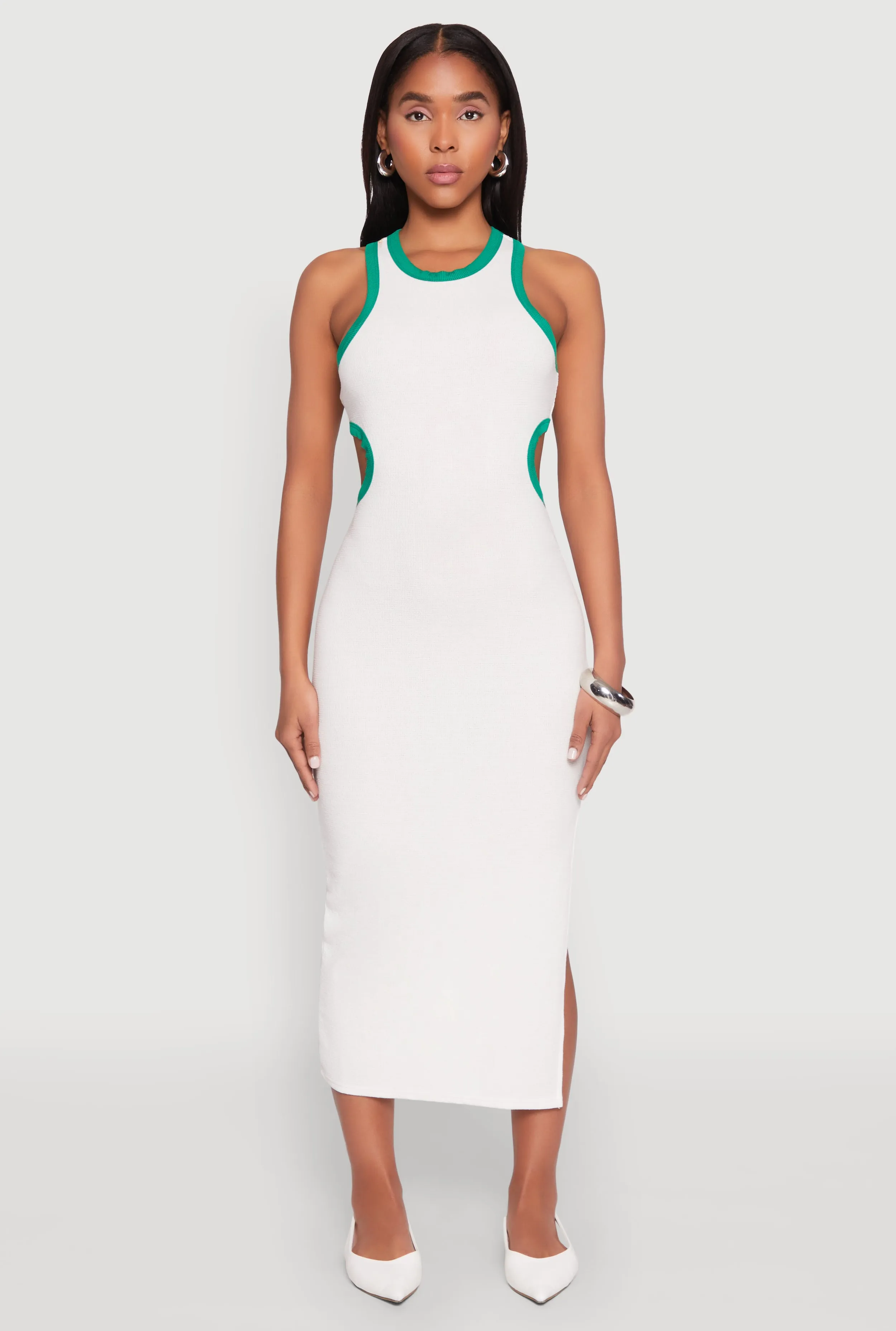 Contrast Trim Cut Out Tank Dress sold by Rainbow