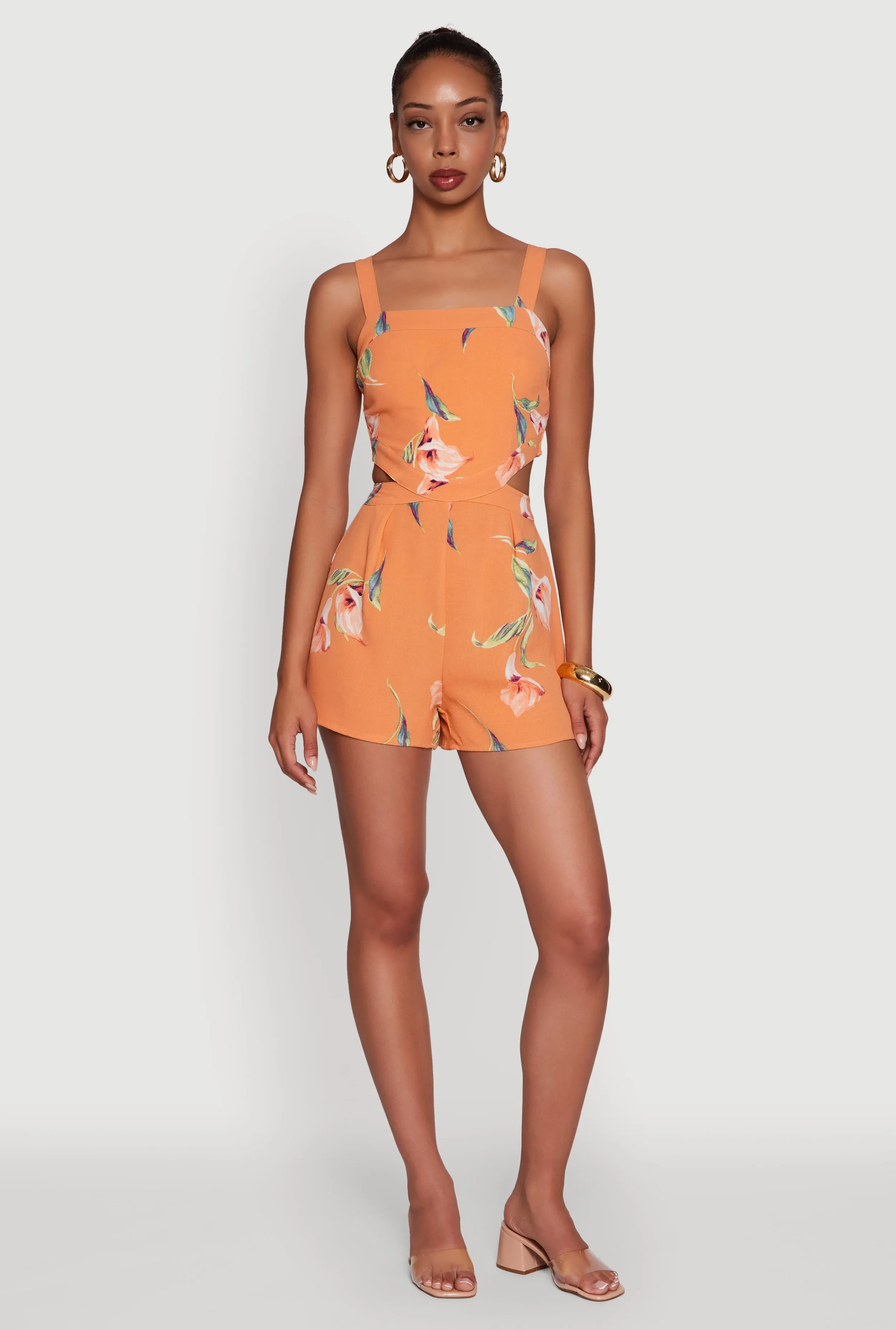 Floral Print Crepe Knit Sleeveless Romper sold by Rainbow product image thumbnail 3