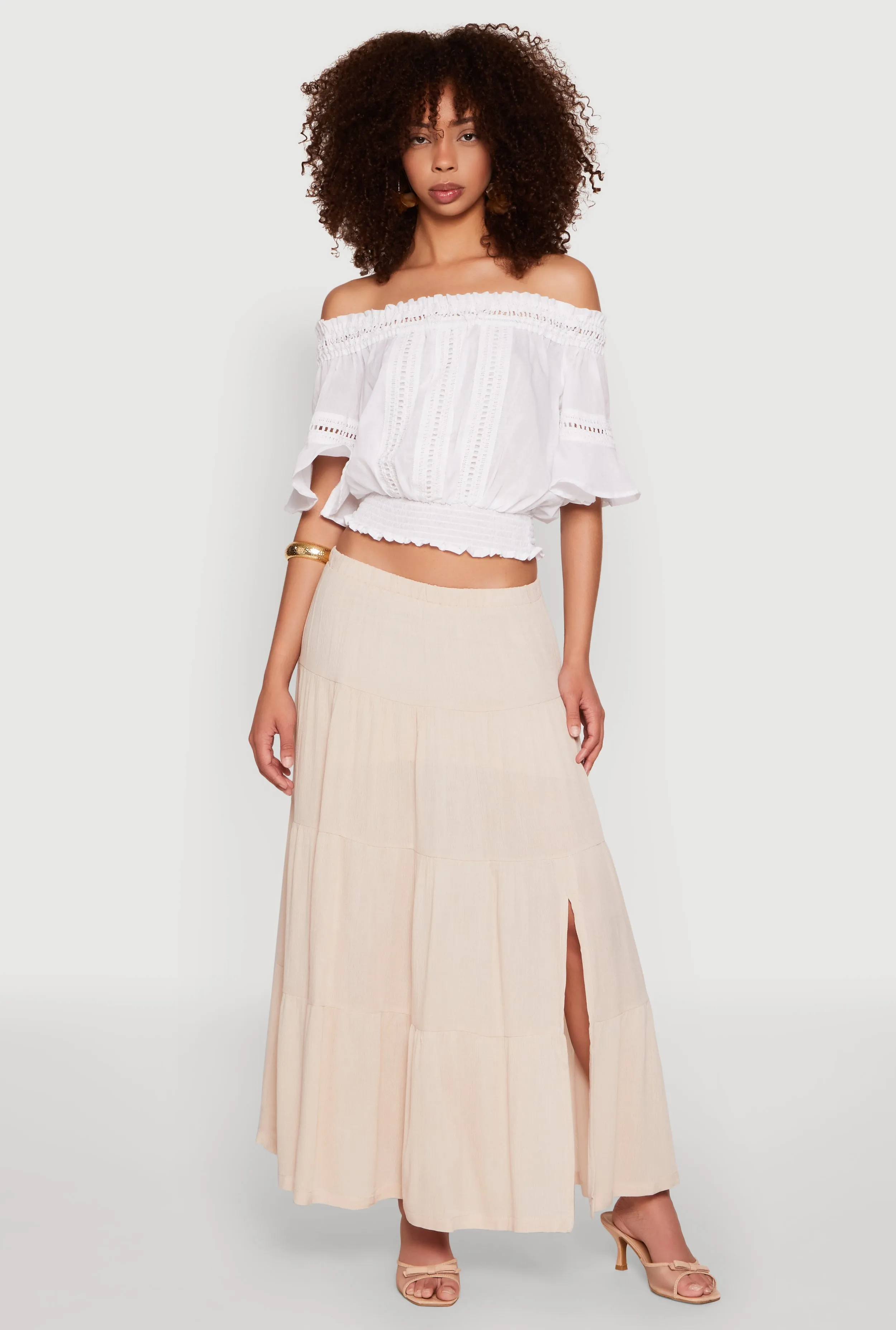 Side Slit Tiered Maxi Skirt sold by Rainbow product image thumbnail 3