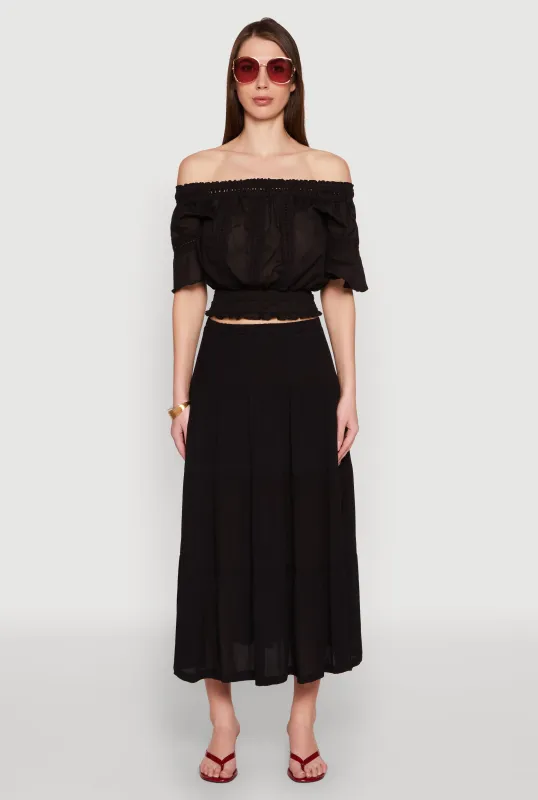 Side Slit Tiered Maxi Skirt sold by Rainbow