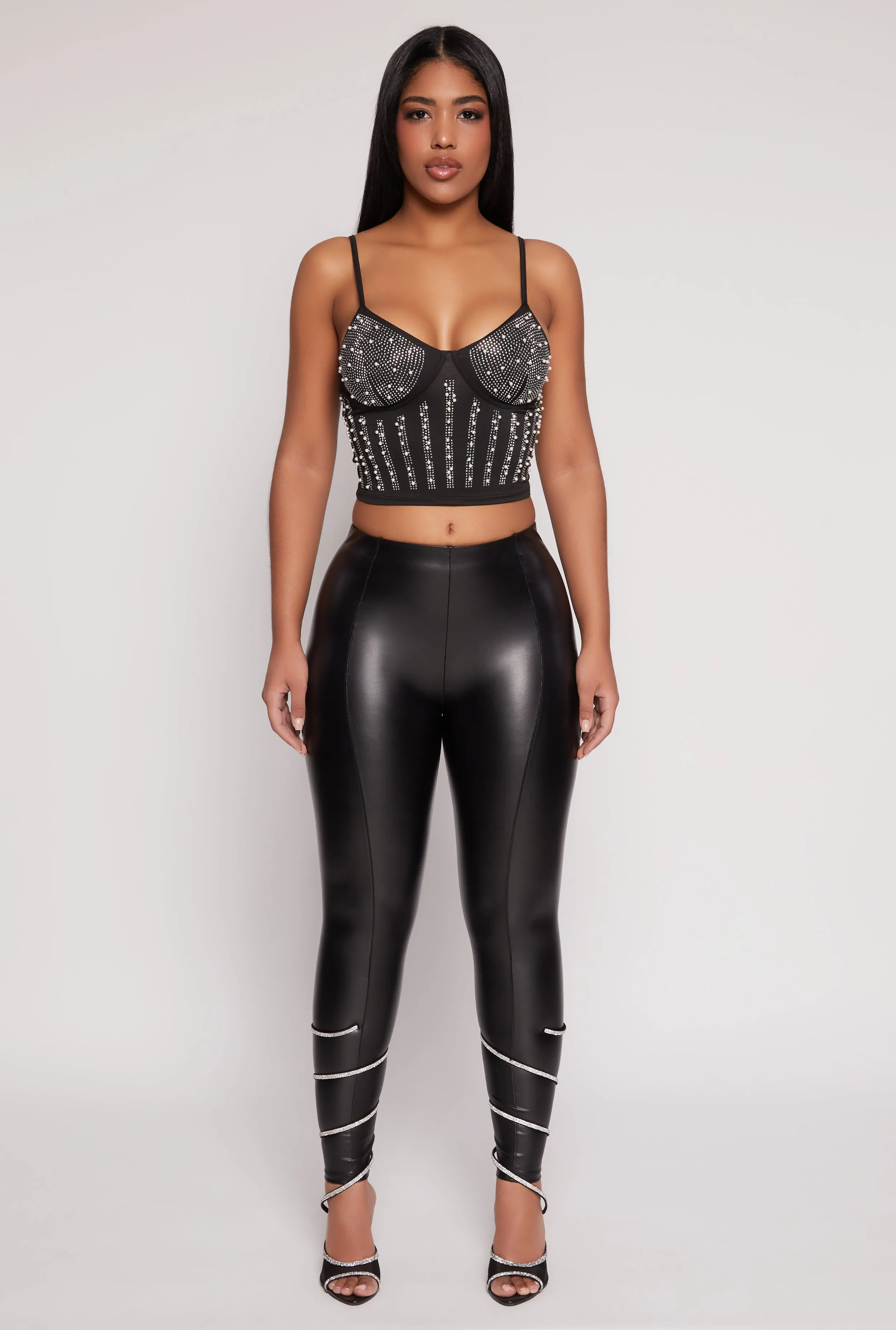 Faux Pearl Rhinestone Bustier Top sold by Rainbow